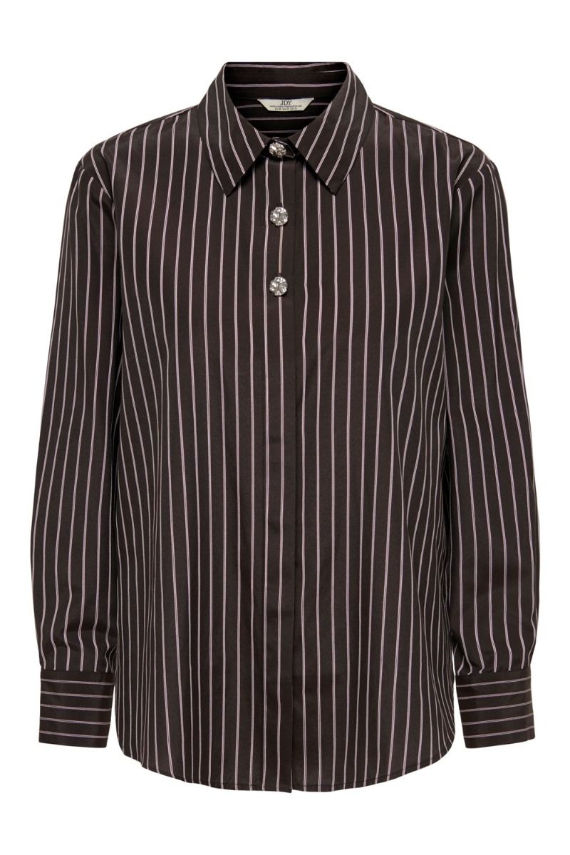 JDY - Soho L/S Striped Shirt - Chocolate Torte - Lilac Black