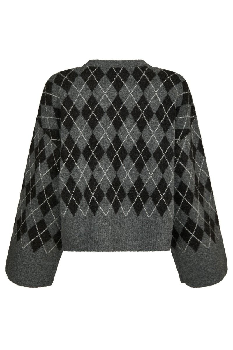 Neo Noir - Strik - Kick Check Knit Blouse - Antracit