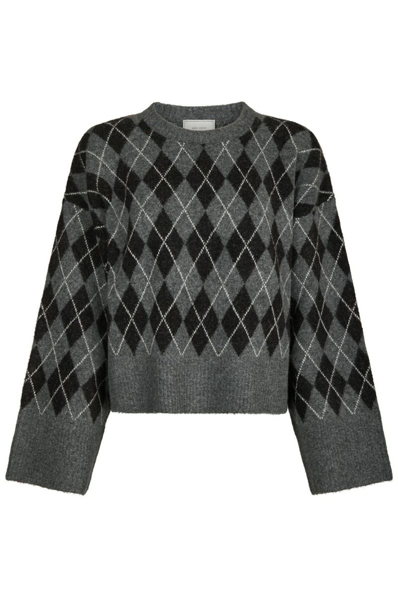 Neo Noir - Strik - Kick Check Knit Blouse - Antracit