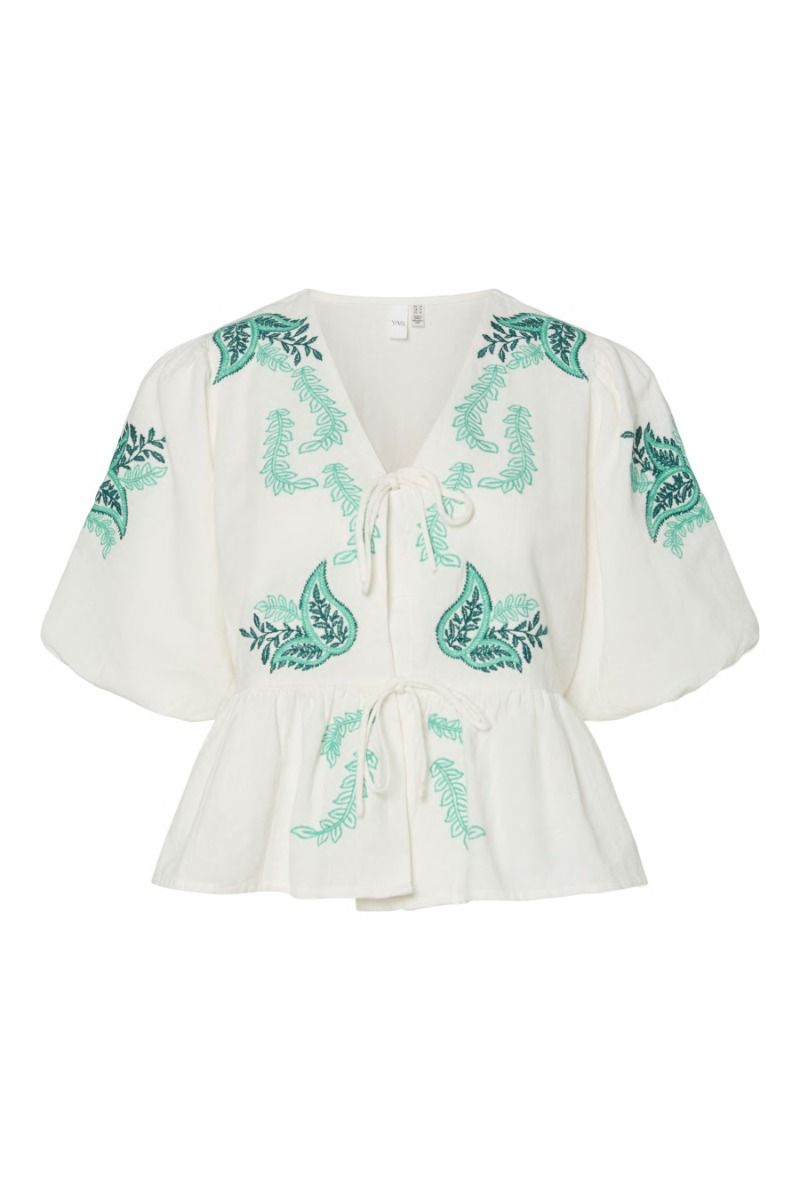 Y.A.S - T-shirt - Yaspine 2/4 Tie Top S. - Star White 