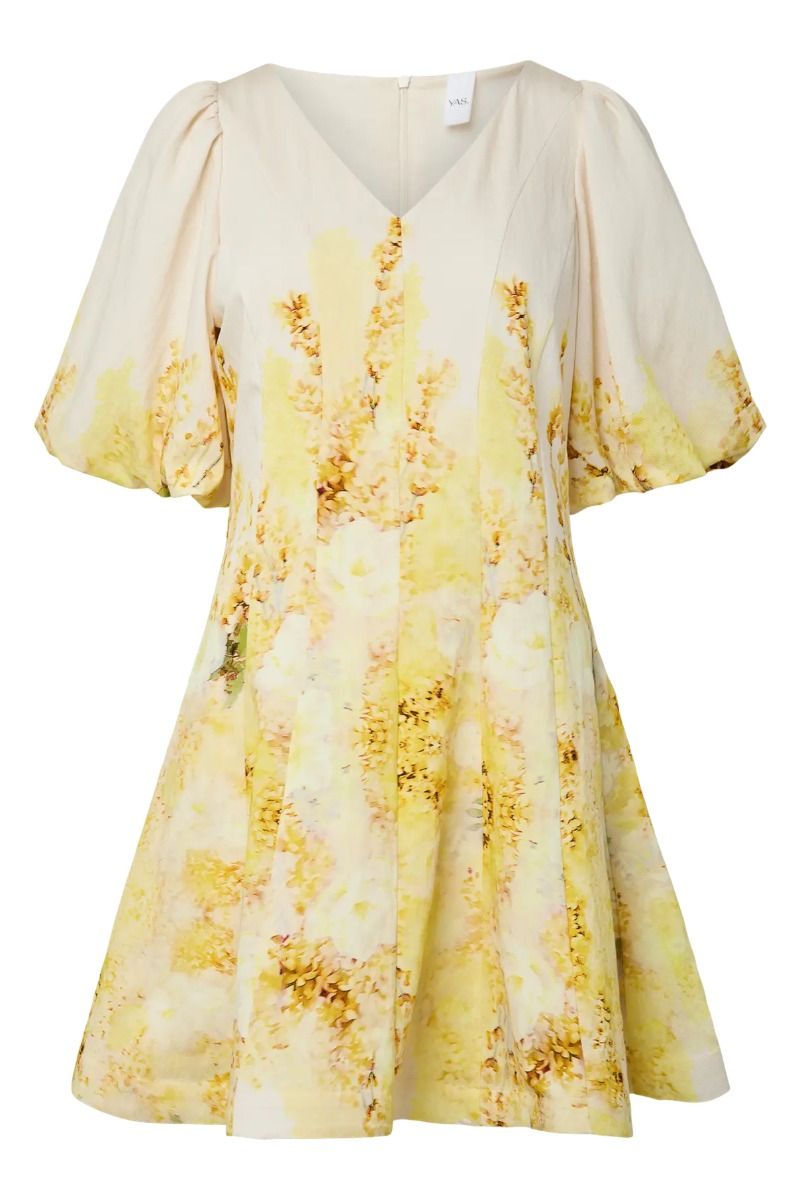 YAS - Kjole - Muri 2/4 Dress - Birch Yellow Flower (Levering midt juni)