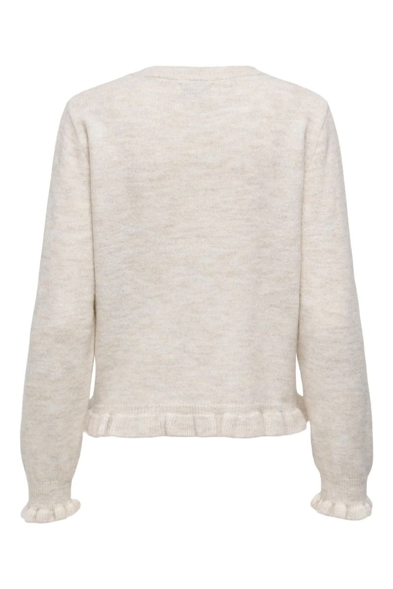 JDY - Cardigan - Letty L/S On Frill Cardigan - Birch Melange