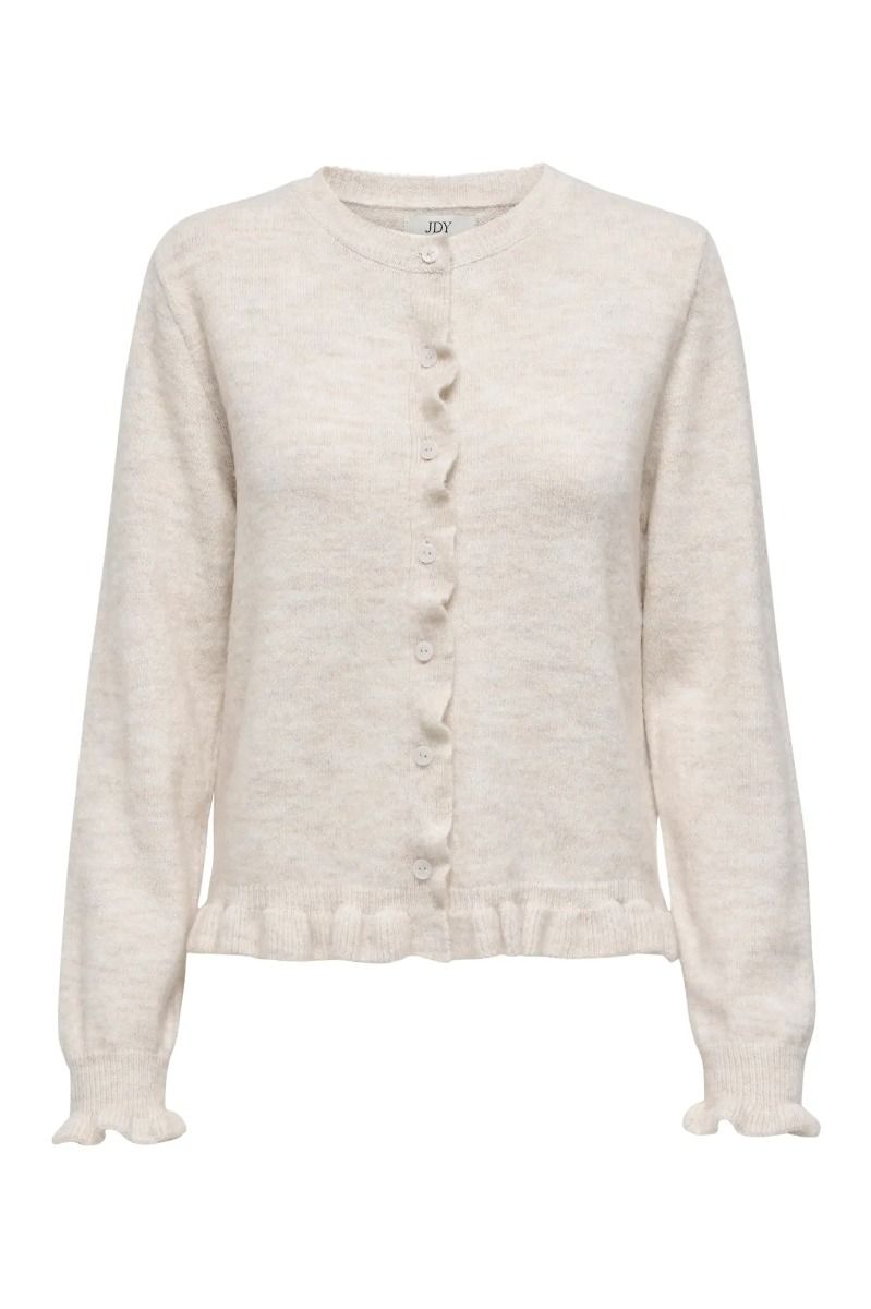 JDY - Cardigan - Letty L/S On Frill Cardigan - Birch Melange