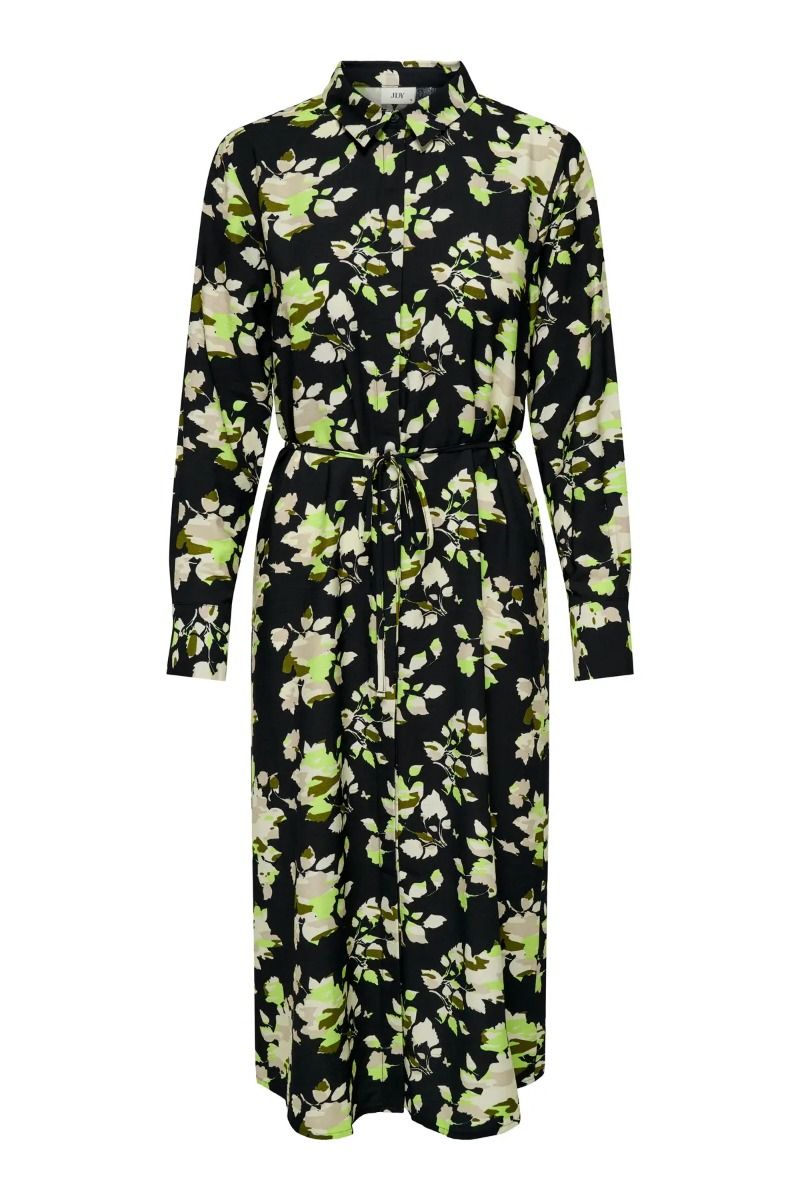 JDY - Kjole - Liza L/S Midi Shirt Dress - Black Camo Flower