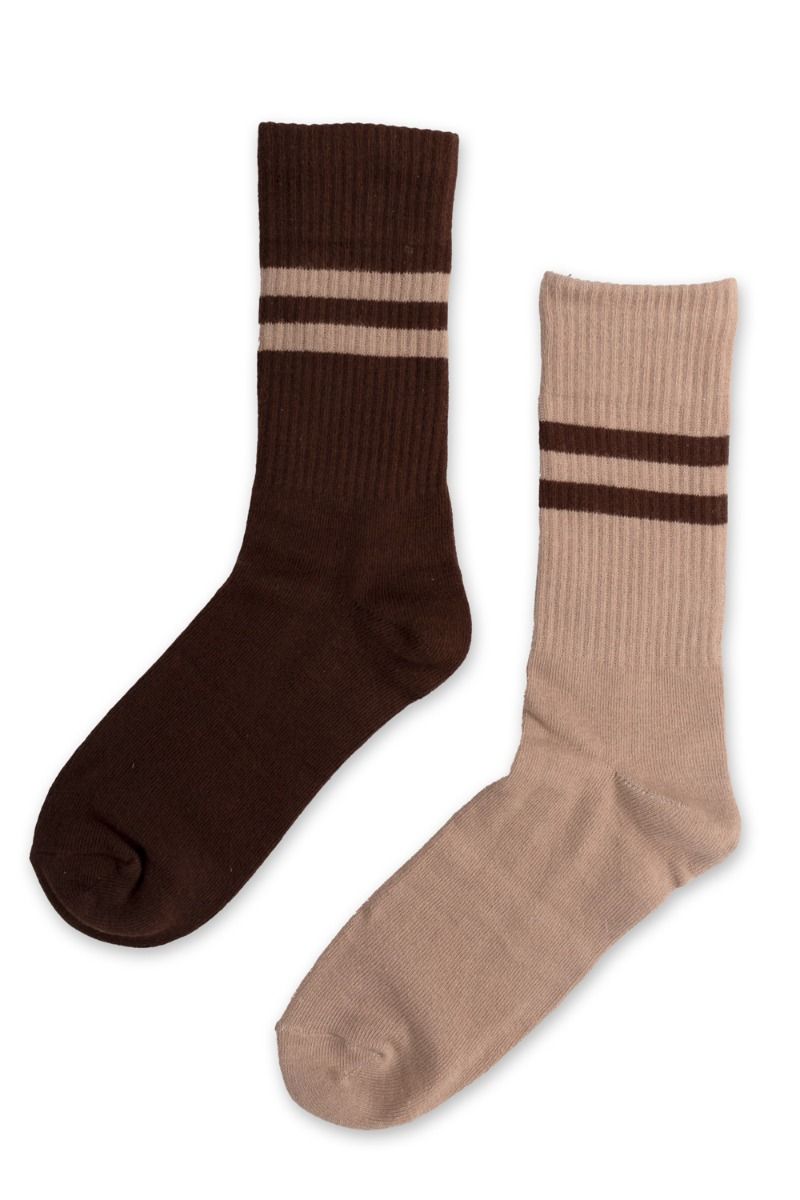 Loved by Lykke - Strømper - LY Emma Socks 2-Pack - Dark Brown/Beige 