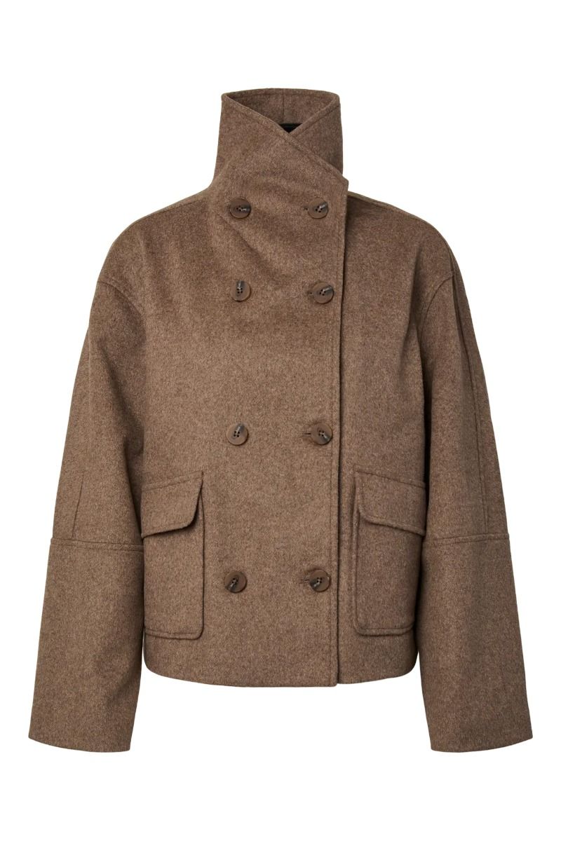 YAS - Jakke - Helena LS Wool Blend Jacket - Taupe Gray melange (Levering midt september)