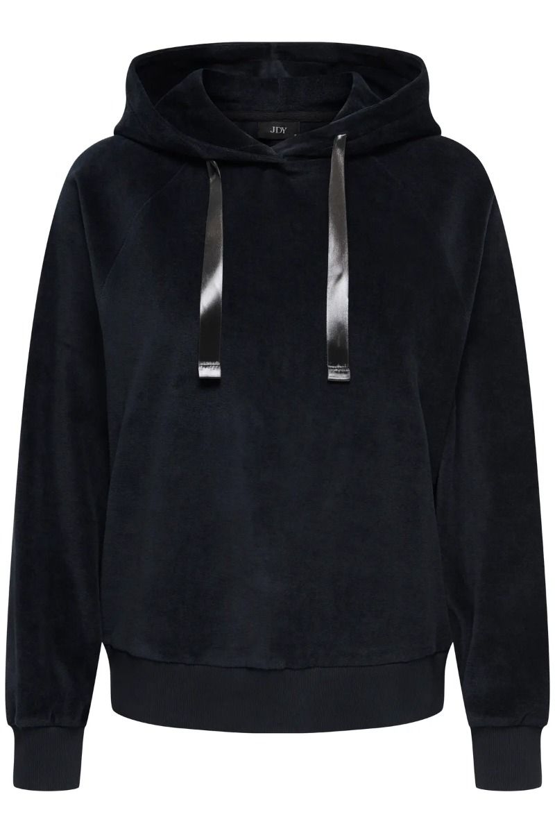 JDY - Sweat - Vida L/S Velvet Hoodie Top - Black