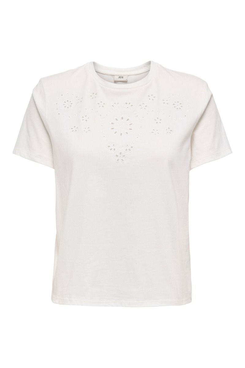 JDY - T-shirt - Cif S/S Broderie Anglaise Top - Cloud Dancer