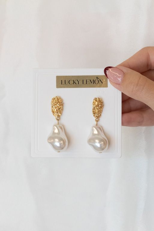 Lucky Lemon - Ørering - Anna Pearl Studs - Guldfarvet