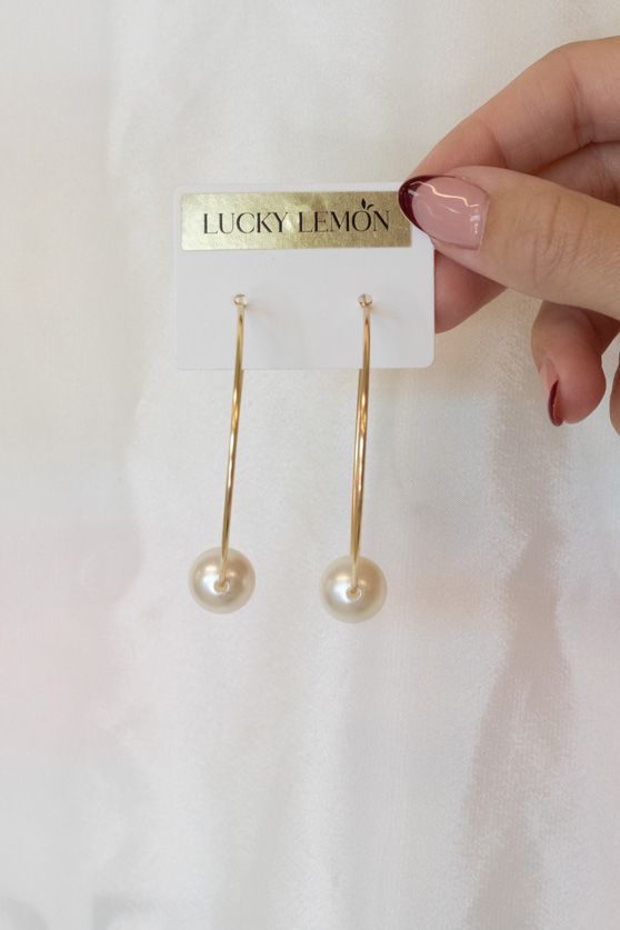 Lucky Lemon - Øreringe - Freya Pearl Hoops - Guldfarvet