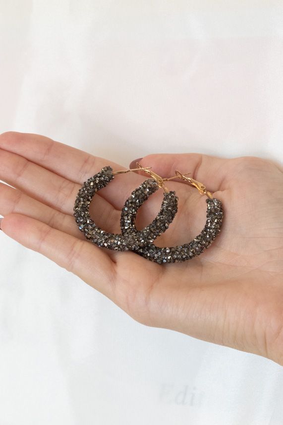 Lucky Lemon - Øreringe - Gry Diamond Hoops - Grey