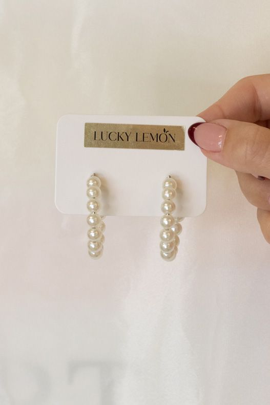 Lucky Lemon - Øreringe - Vega Pearl Hoops - Sølvfarvet