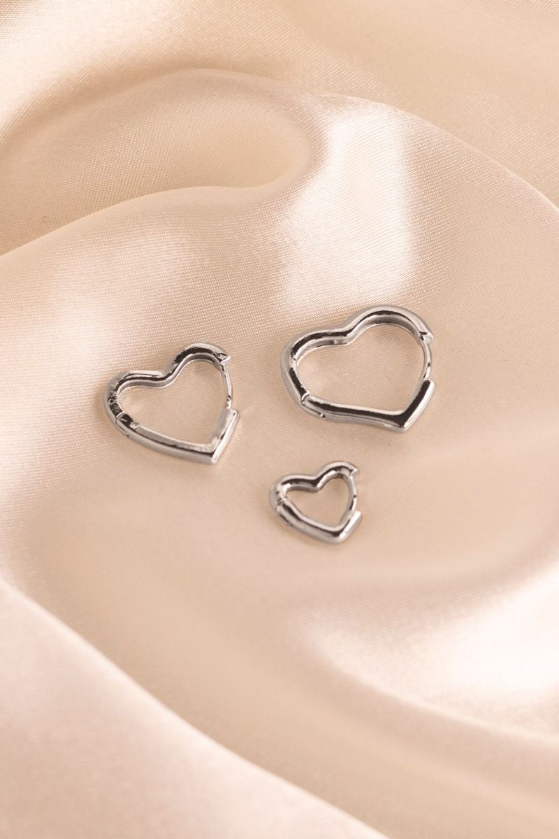 Lucky Lemon - Øreringe - 3pcs Love Hoops - Silver