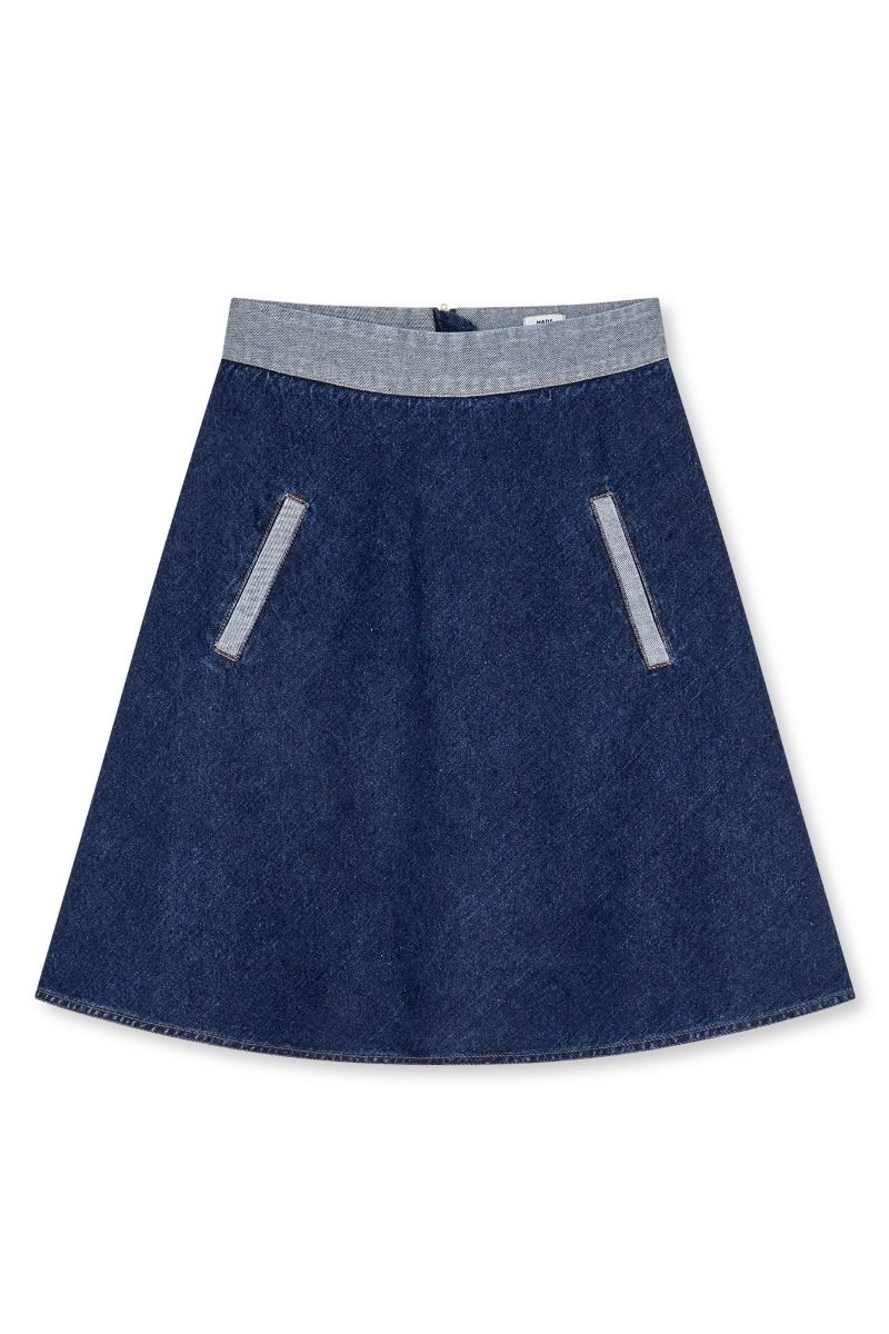 Mads Nørgaard - Nederdel - Luke Denim Stelly Skirt Block - Mid Blue Denim