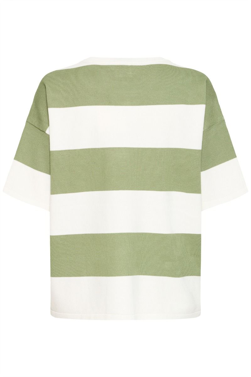 Ichi - T-shirt - Luls Loose SS - Wide Iguana White Stripe