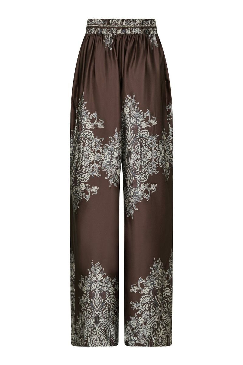 Neo Noir - Bukser - Lunet Paisley Border Pants - Dark brown