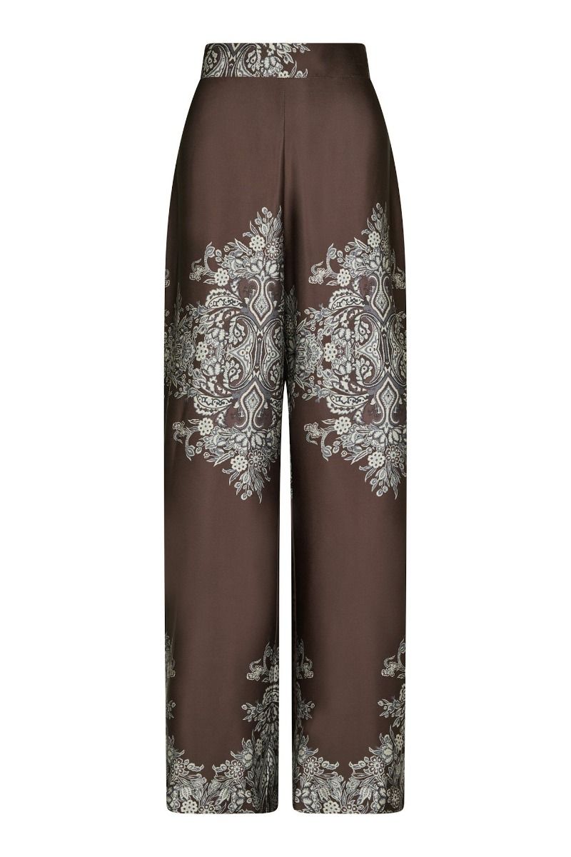 Neo Noir - Bukser - Lunet Paisley Border Pants - Dark brown