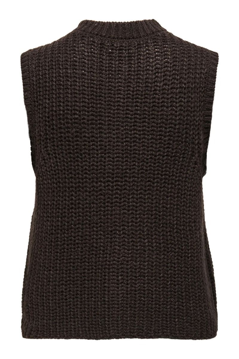 JDY - Vest - Mabel S/L O-Neck Button Vest - Chocolate Torte