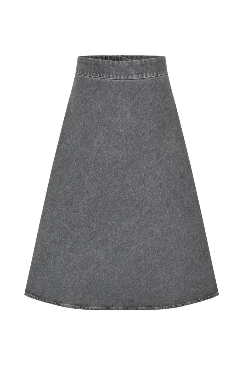Mads Nørgaard - Nederdel - Grey Denim Stelly C Long Skirt - Grey