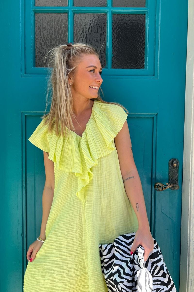 Mads Nørgaard - Kjole - Gaze Lardini Dress - Sunny Lime