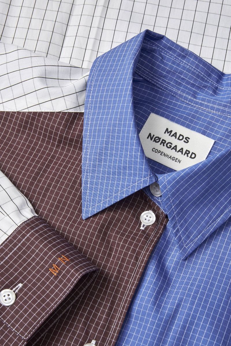 Mads Nørgaard - Kjole - Grid Crissy Dress - Yd Grid/Amparo Blue