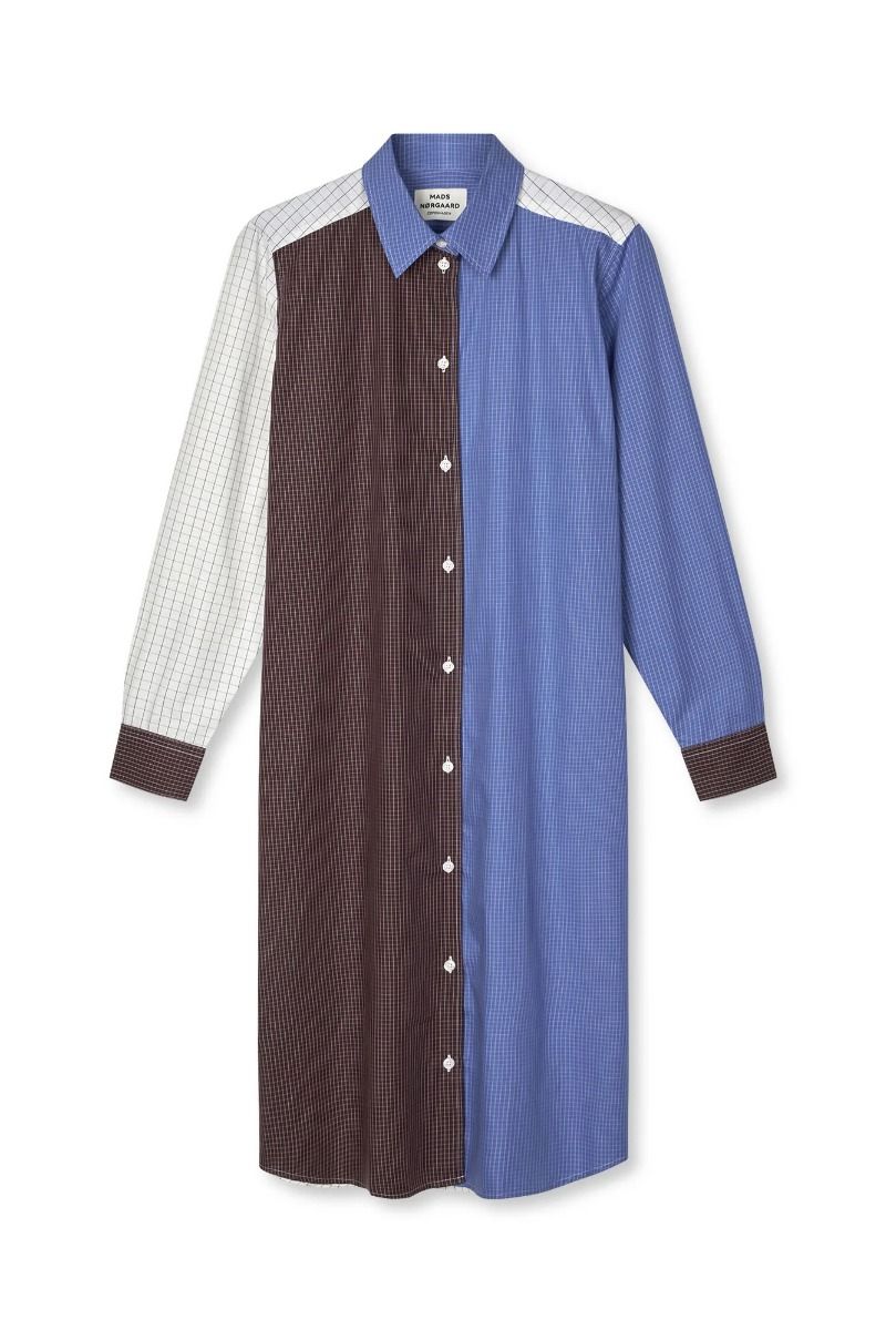 Mads Nørgaard - Kjole - Grid Crissy Dress - Yd Grid/Amparo Blue