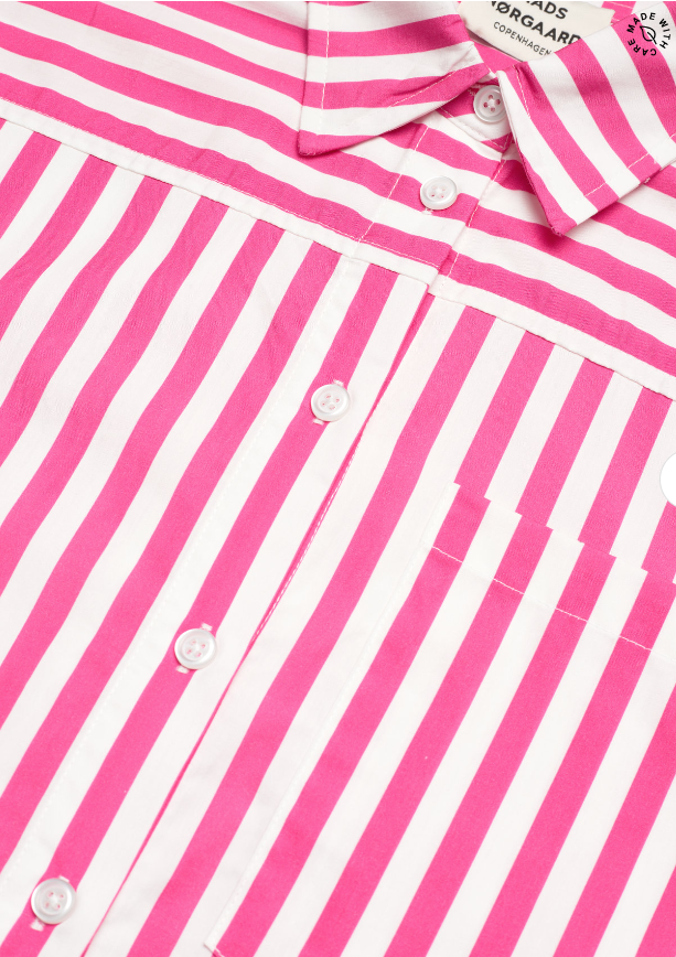 Mads Nørgaard - Skjorte - Poplin Nuella Shirt - Fuchsia Purple/Cloud Dancer