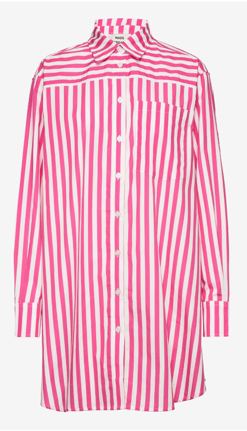 Mads Nørgaard - Skjorte - Poplin Nuella Shirt - Fuchsia Purple/Cloud Dancer