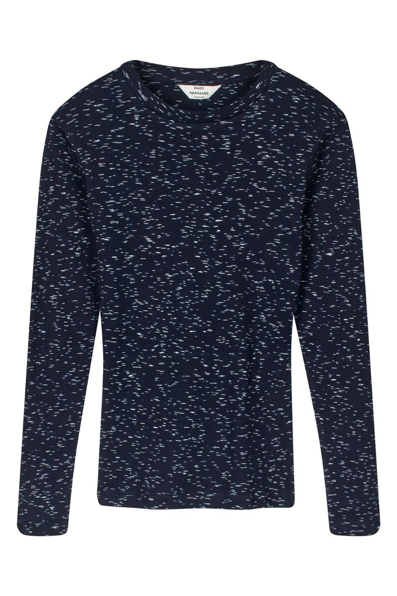 Mads Nørgaard - Bluse - 2x2 Cotton Space Tuba Tee - LS Multi Midnight