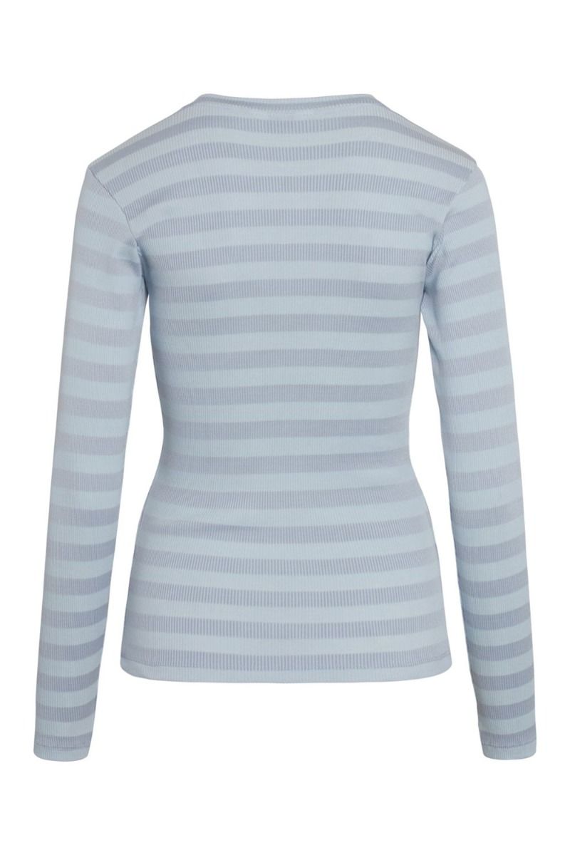 Mads Nørgaard - Bluse - 2x2 Tonal Stripe Tuba - Forever Blue