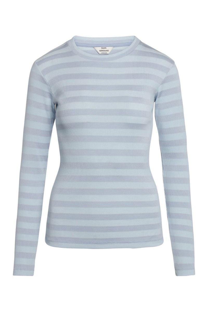 Mads Nørgaard - Bluse - 2x2 Tonal Stripe Tuba - Forever Blue