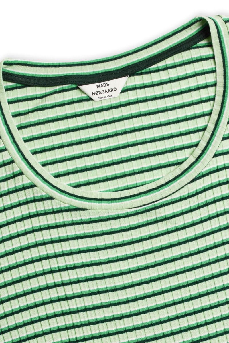 Mads Nørgaard - Bluse - 5x5 Stripe Tinilla - Multi Pastel Green