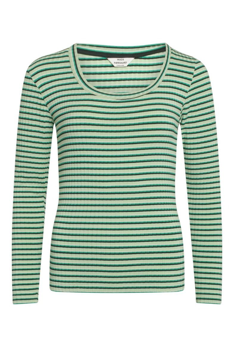 Mads Nørgaard - Bluse - 5x5 Stripe Tinilla - Multi Pastel Green