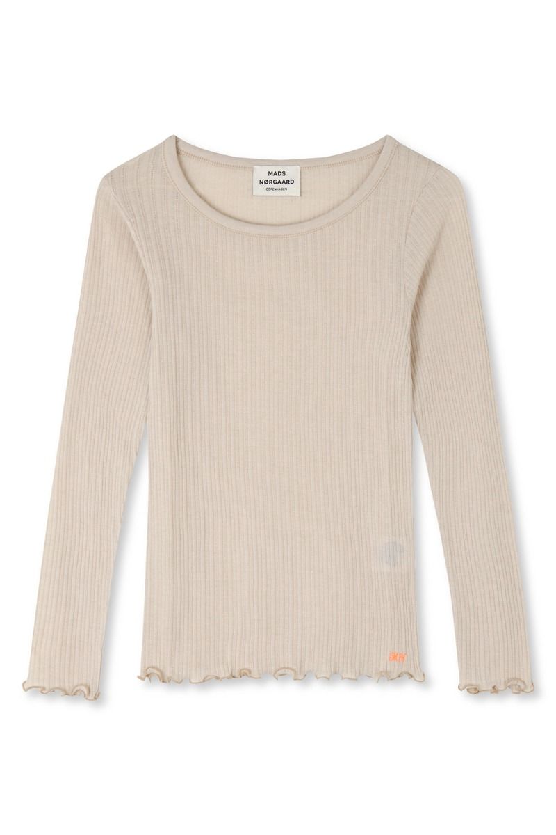 Mads Nørgaard - Bluse - Pointella Troja Tee LS - Oatmeal Melange
