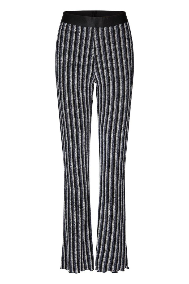 Mads Nørgaard - Bukser - Glitter Jersey Uri Pants - Glitter Stripe/Silver