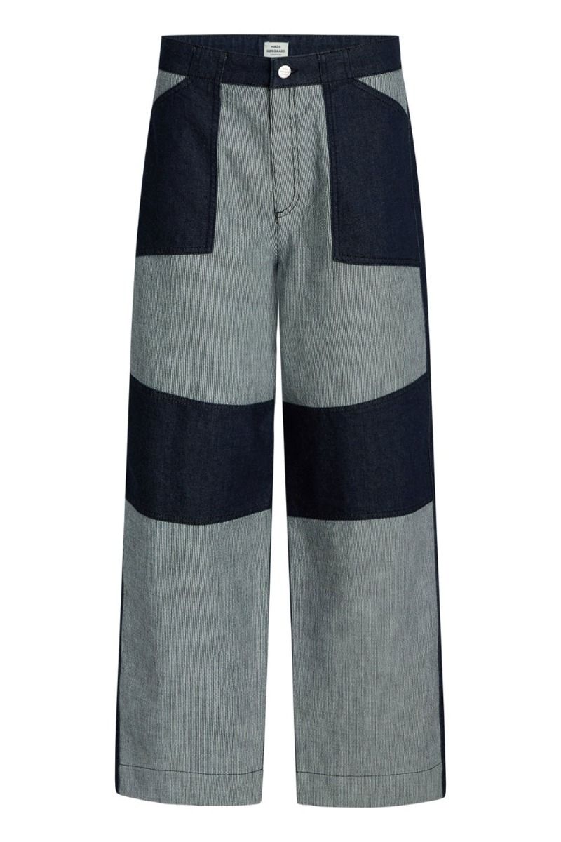 Mads Nørgaard - Bukser - Krauer Block Pants - Estate Blue/Cloud Dancer