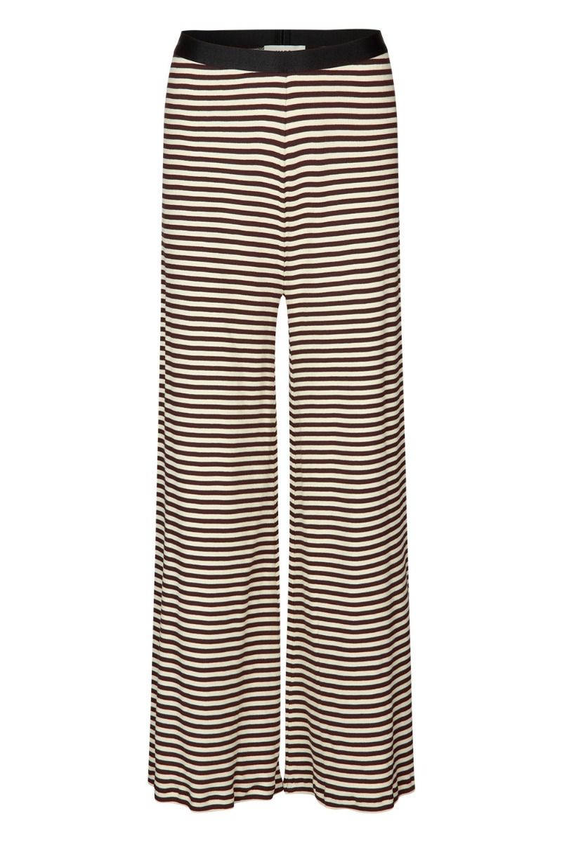 Mads Nørgaard - Bukser - 2x2 Cotton Stripe Veran Pants - 2x2 Stripe Black Coffee/Vanill