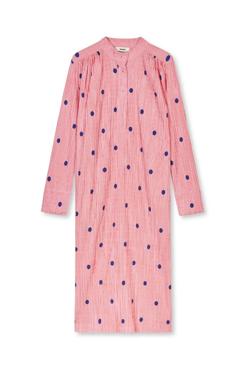 Mads Nørgaard - Kjole - Crinckle Pop Eva Dress Aop - Dot Aop/Candy Pink