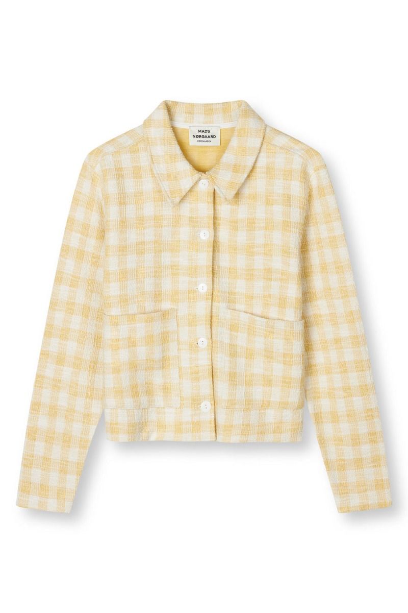 Mads Nørgaard - Jakke - Boucle Jersey Abby Top - Misted Yellow/White Alyssum