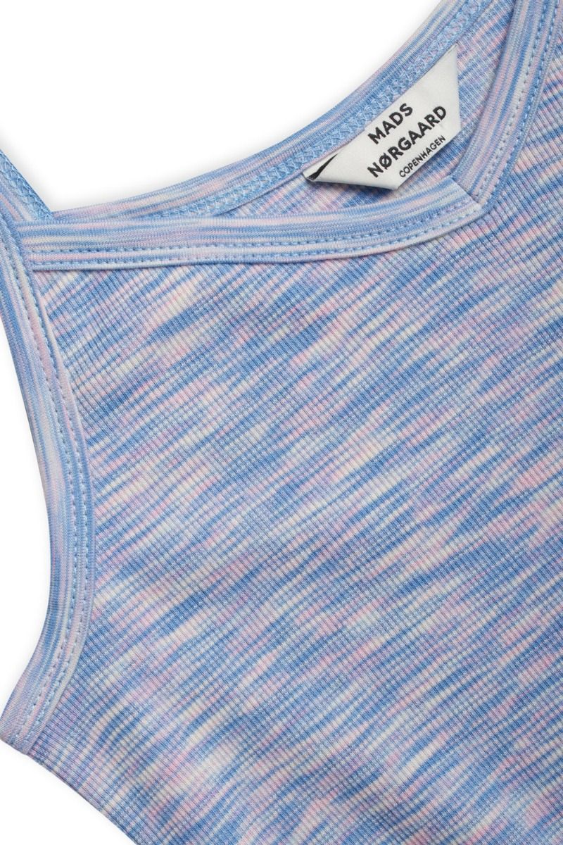 Mads Nørgaard - Kjole - 2x2 Cotton Mouline Delkissa - Blue/Pink Mouline