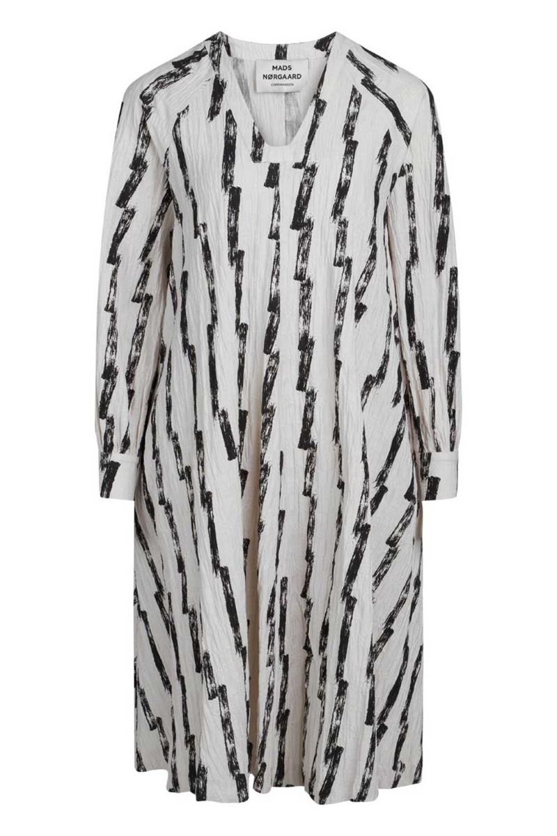 Mads Nørgaard - Kjole - Chakra Trisha Dress - Paint Stripe Aop/White Alyssum