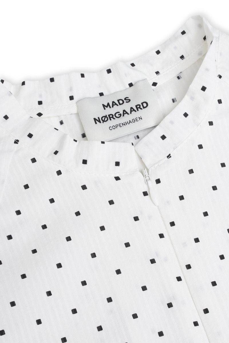 Mads Nørgaard - Kjole - Cotton Seersucker Dupina - White/Black