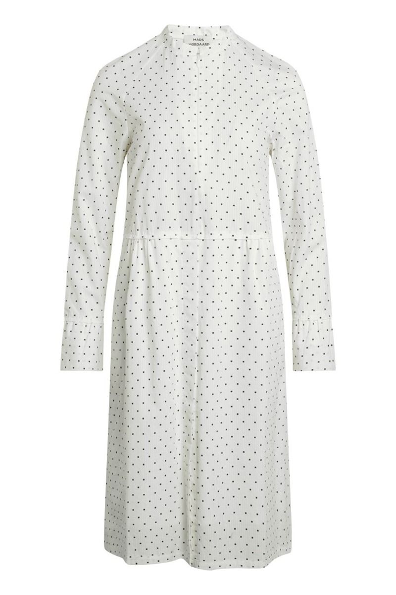 Mads Nørgaard - Kjole - Cotton Seersucker Dupina - White/Black