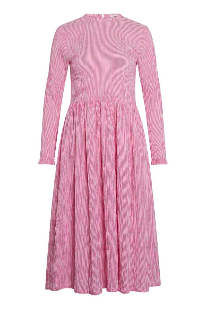 Mads Nørgaard - Kjole - Crinckle Pop Docca - Pink/White