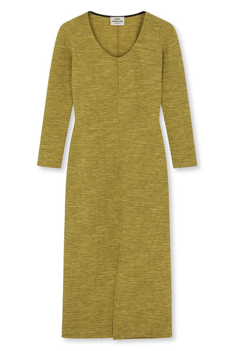 Mads Nørgaard - Kjole - Mel Crepe Bibli Dress - Misted Yellow Melange