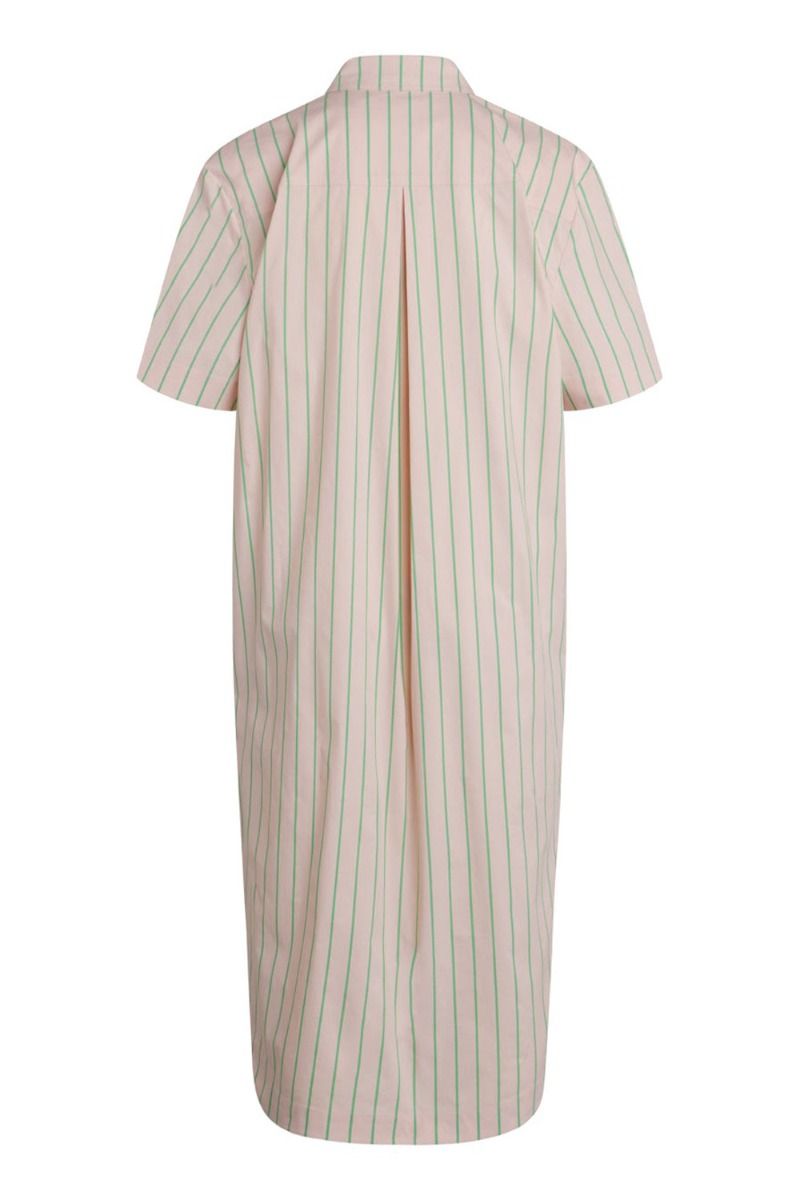 Mads Nørgaard - Kjole - Organic Poplin Dylan Dress - Gossamer Pink/Classic Green