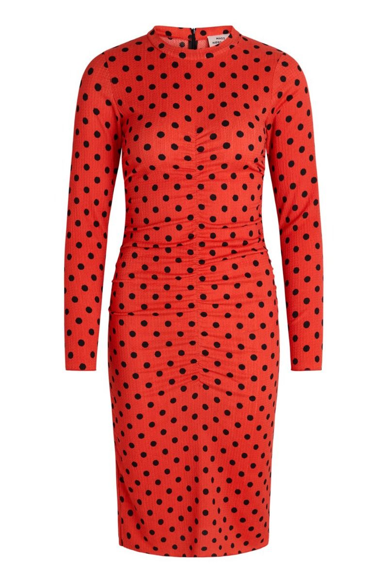 Mads Nørgaard - Kjole - Pollux Dimma Dress - Midi Dot AOP Cherry Tomato