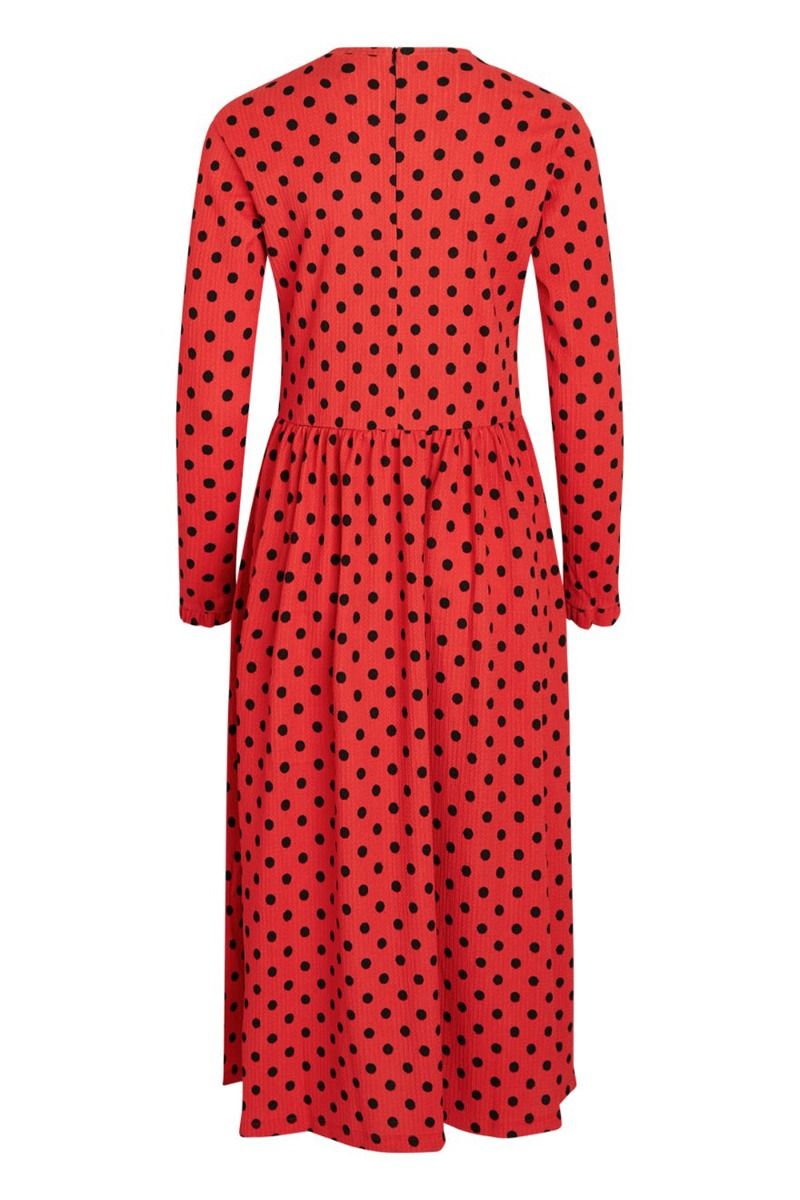 Mads Nørgaard - Kjole - Pollux Docca Dress - Midi Dot/Cherry Tomato