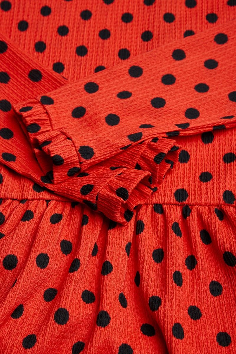 Mads Nørgaard - Kjole - Pollux Docca Dress - Midi Dot/Cherry Tomato