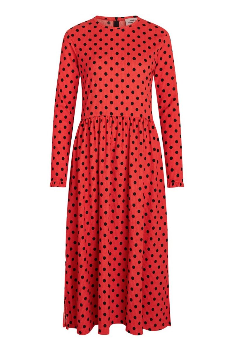 Mads Nørgaard - Kjole - Pollux Docca Dress - Midi Dot/Cherry Tomato